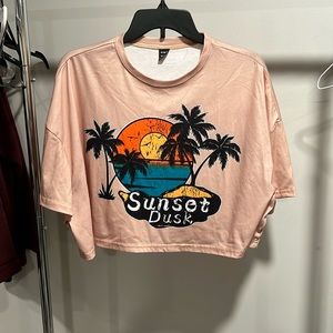 Cropped SHEIN Sunset graphic tee